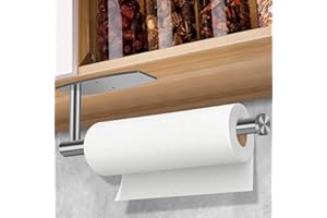 FVVIIA Matthew Black Paper Towel Roll Rack - Stainless Steel Under Cabinet Holder With Wall Mount or Self Adhesive Option