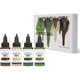 Kamenskaya Acrylic Inks for Artists - Acrylic Ink Set, Color Combination #9-4 pcs. 1 Fl Oz (30 ml) Each