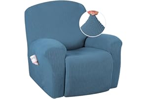 H.VERSAILTEX Super Stretch Recliner Cover Recliner Couch Covers Recliner Chair Cover Form Fitted Non Slip Reclining Slipcovers for Standard Large Recliner, Soft Thick (1 Pack, Dusty Blue)