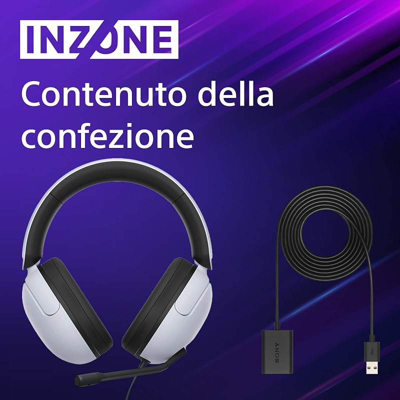 INZONE H3 | Cuffie Gaming, 360 Spatial Sound per Gaming, software Inzone Hub - Bianco Nero