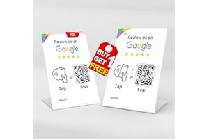 REVLIXI Google Review Stand (2 PCS) -Boost Google Reviews w/Reusable Google Review Tap Card Stand & QR Code Stand- No App No Subscription - Compatible with iPhone & Android - Grow with Google Reviews