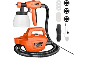 Tilswall Paint Sprayer,800W HVLP Spray Gun,Electric Paint Spray Gun with Removable 1300ml Container,3 Nozzles&3 Patterns,Easy