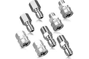 TINSKY 4 Sets Stainless Steel Male and Female Quick Connector NPT 3/8 Inch Pressure Washer Quick Connect Adapter 3/8 NPT Pressure Washer Swivel Fittings Male Thread Fitting