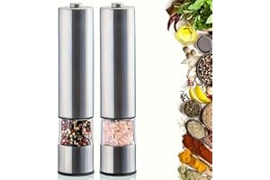 Electric Seasoning Grinder, Salt Pepper Grinder, One Handed Operation Stainless Steel Spice Mill