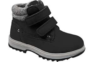 TZJS Kids' Hiking Work Boots for Boys Girls, Waterproof Outdoor Ankle Boots with Hook and Loop