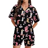 Outofgas Women Cowgirls Pajamas Cowboy Boots Pajama Sets Button Down Shirt Pjs 2 Piece Loungewear Set For Women