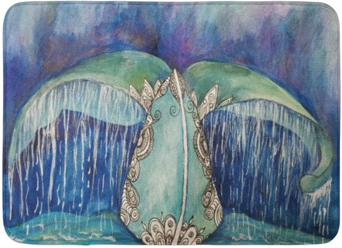 Ynimiohob Bath Mat Whales Whale Tail Water Beach Marine Sea Bathroom Decor Rug Amazon Co Uk Kitchen Home