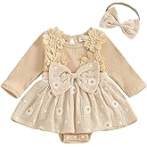 Newborn Infant Baby Girl Winter Clothes Knit Long Sleeve Romper Dress Daisy Floral Onesie + Headband 2Pcs