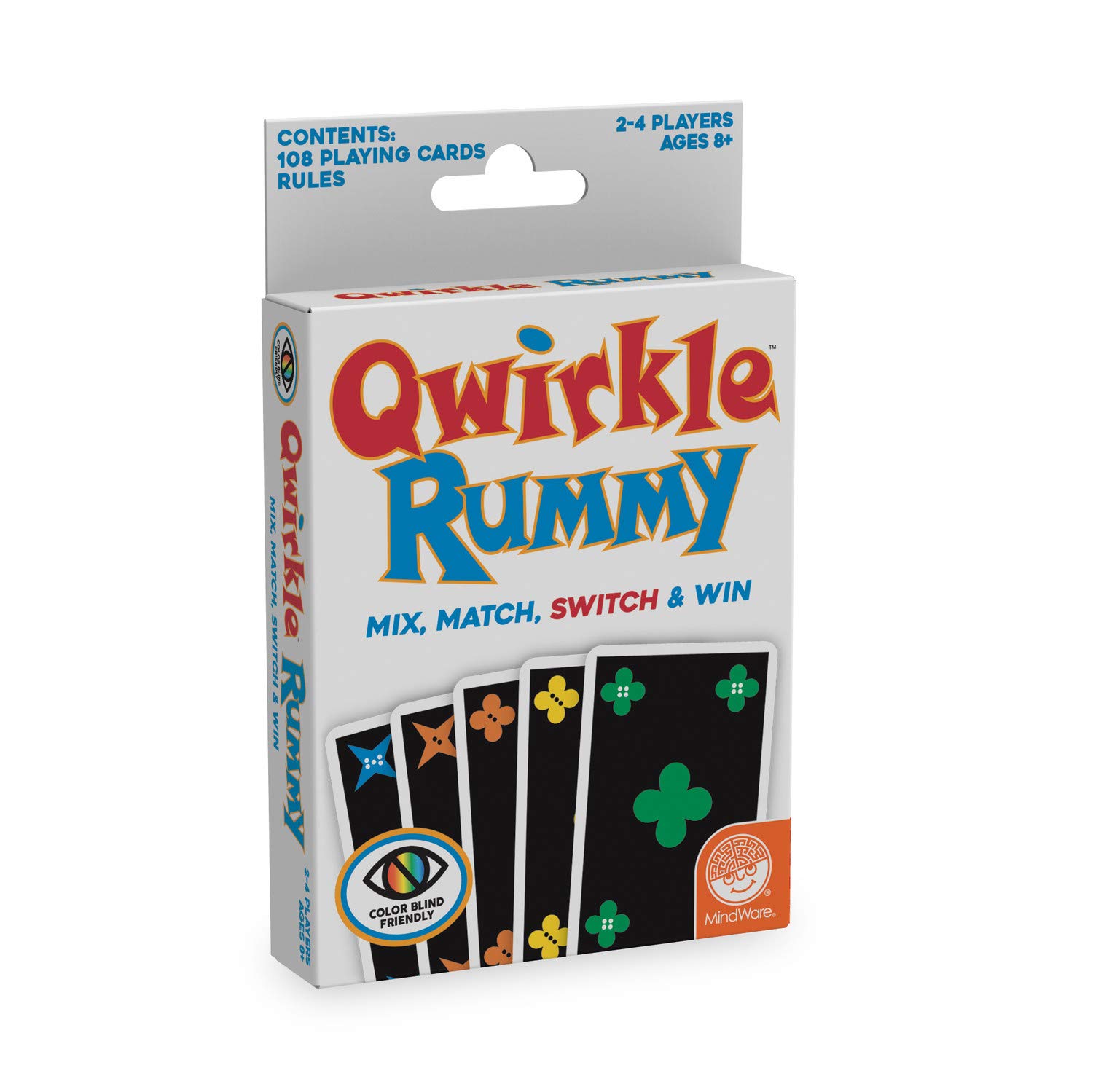 Mindware | Qwirkle Rummy (Colour-Blind-Friendly) | Family Card Game | Ages 8+ | 2-4 Players | 20 Minutes Playing Time