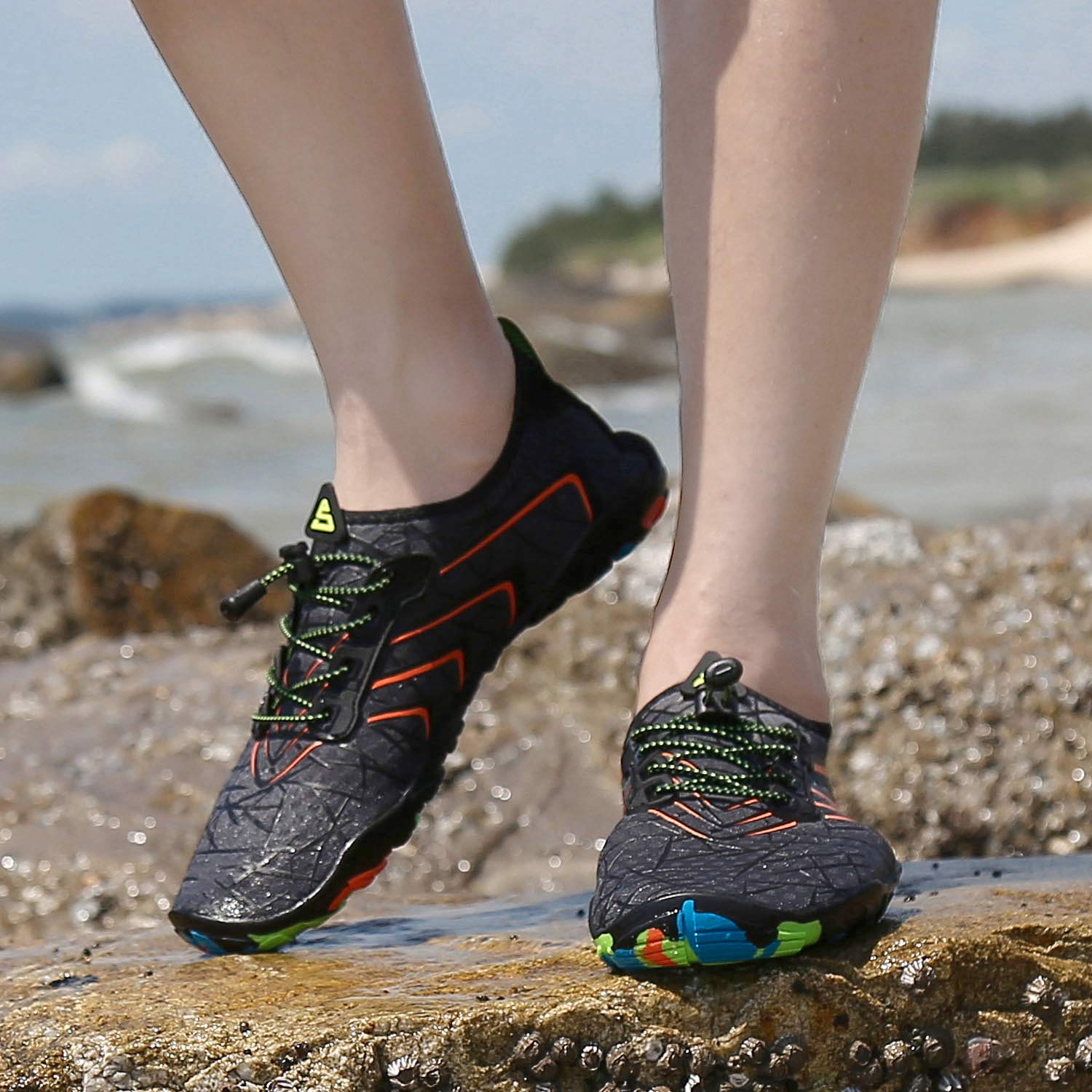 Chaussures Aquatiques Homme Femme Séchage Rapide – Motif Cerf Noël – Plage, Surf, Natation, Piscine, Sports Nautiques