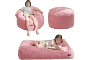 MAXYOYO Bean Bag Chair Bed for Kids, Convertible Bean Bag Folds from Lazy Chair to Floor Mattress Bed, Machine Washable Corde
