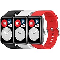 Turnwin 3-Pack Compatible with Huawei Watch Fit Bands, Lightweight Breathable Soft Silicone Replacement Sport Band…