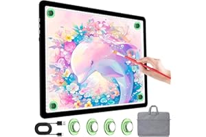 KOBAIBAN A3 Diamond Art Light Board with Bag, Light Box for Tracing with 6-Levels Dimming & Side Physical Buttons, 4 Pcs Magnets, Magnetic Light Pad for Diamond Painting, Sketching (Black, 46.2 x 33.9 CM)