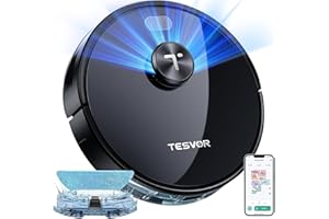 Tesvor S5 Max Robot Vacuum and Mop Combo, 6000Pa Suction Robotic Vacuum Cleaner, Lidar Navigation,5200mAh,260Mins Runtime, App Control,Self Charging Robotic Vacuum for Pet Hair,Carpet, Hard Floor