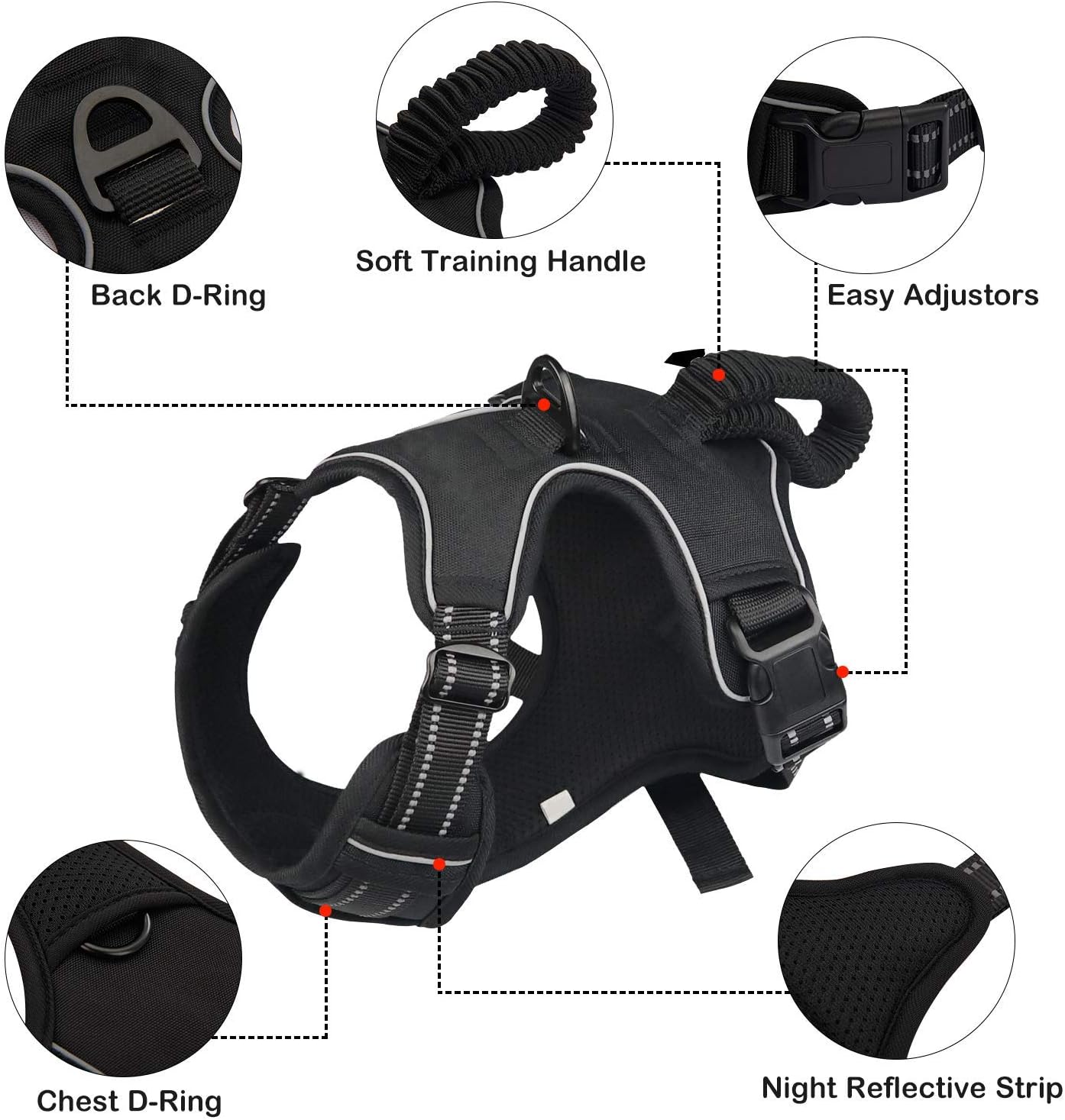 Dociote No Pull Dog Harness and Lead Set, Front Clip Dog Vest Harness