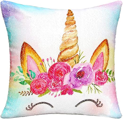 Amazon Com Icosy Mermaid Sequin Pillow With Insert Unicorn Toy