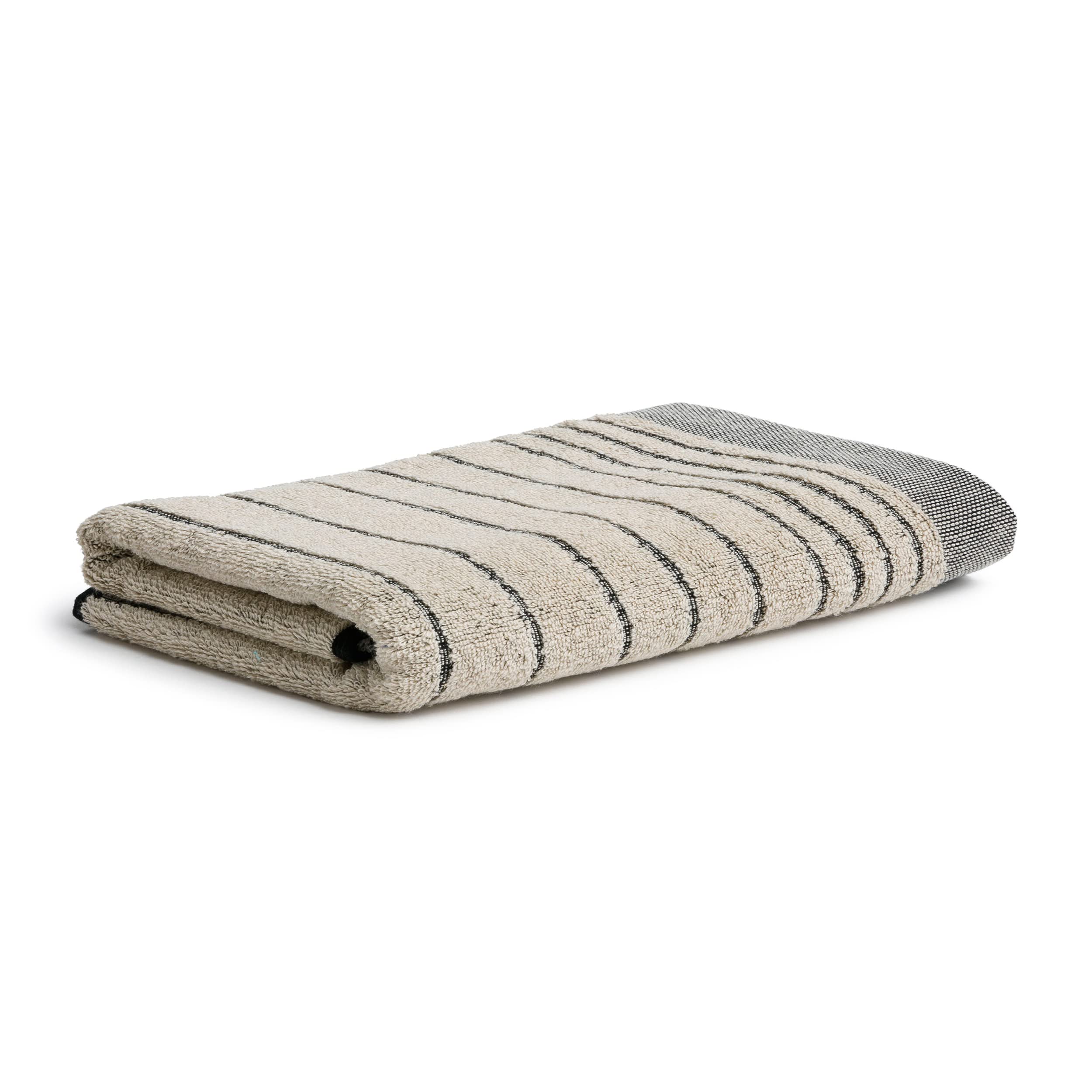 Möve Eden bath towel 80 x 150 cm, 80% cotton / 20% linen, nature/black