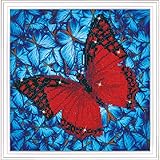 DIAMOND DOTZ ® - Flutterby Red, Partial Drill, Round Dotz, Diamond Painting Kits, Diamond Art Kits for Adults, Gem Art, Diamond Art, Diamond Dotz Kits, 12"x12"