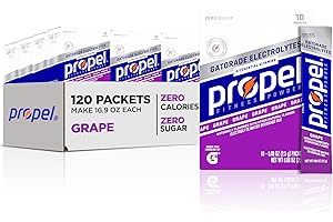 Propel Electrolyte Enhanced Water Drink Mix Powder Packets, Grape, Zero Calorie & Zero Sugar Hydration with Electrolytes and Vitamins C & E (120 Packets)