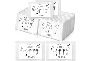 Yinder 60 Bulk Happy Tears Tissue Packs for Wedding 3 Ply Pocket Size Tissues Packs for Guests Facial Individual Wedding Party Favors Travel Graduation Celebration(Heart)