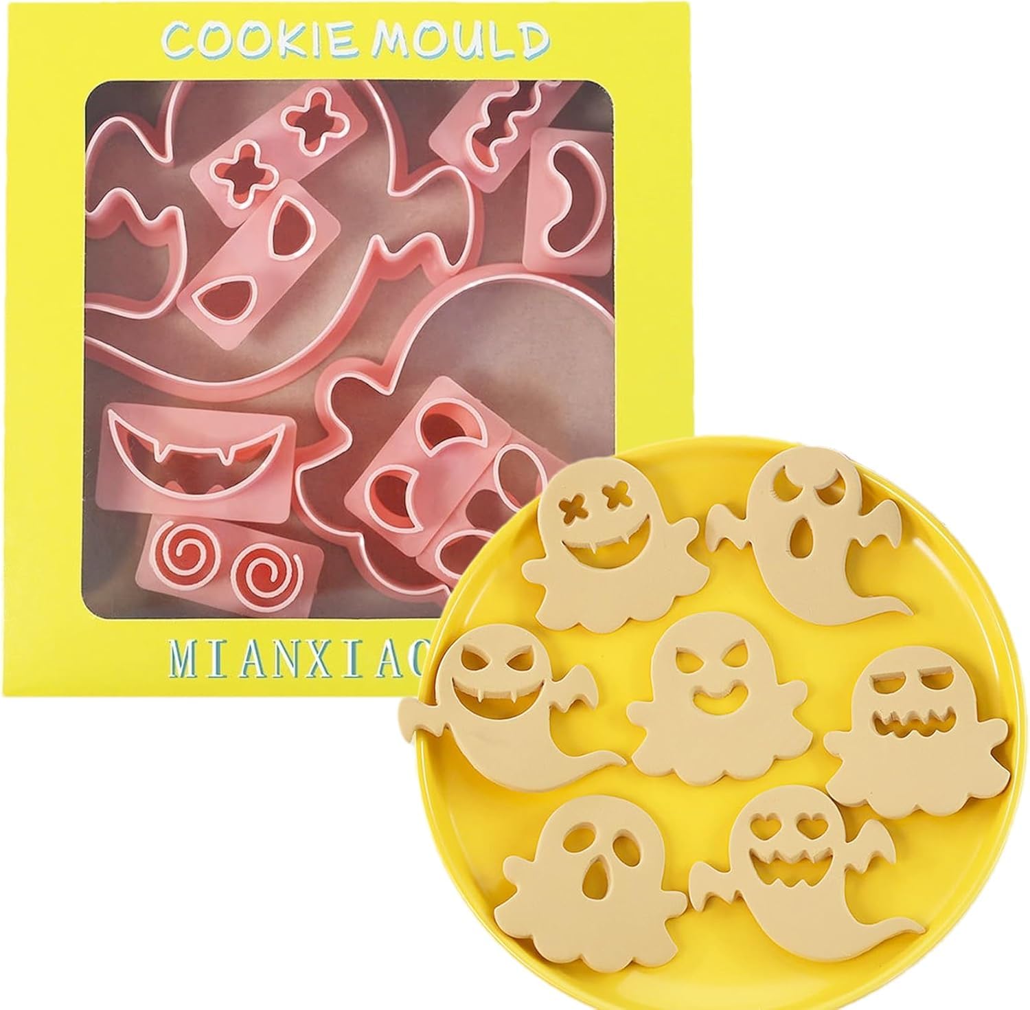 Halloween Cookie Cutters Set, 3D Plastic Halloween Cookie Cutters, 3D Cookie Cutter, Halloween Cookie Cutter, Embossed Fondant Cookie Cutters for Halloween Party Accessories Decorations