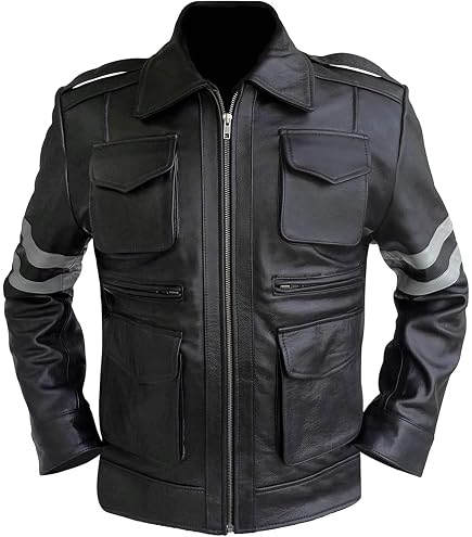 ジャケット・アウター BIOHAZARD6 Leon S Kennedy Leather Jacket Mens Resident Casual Kennedy 6 Cosplay Leon Gamers Evel Black