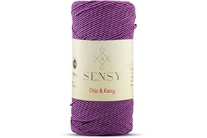 S SENSY Sensy Premium Chic & Easy 1.5mm 218 Yards 50% Cotton 50% Polyester Rope Crochet Bag Cord Crochet Thread (Plum)