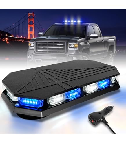 HLauto 700A Rooftop Strobe Light Bar - 72 LED Amber/Blue Emergency Warning Light