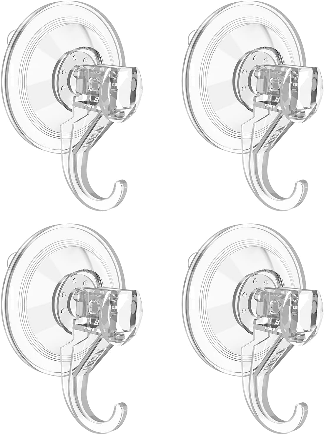 Wreath Hangers - VIS'V Wreath Hanger, Large Clear Heavy Duty Suction Cup Wreath Hooks 22 LB Removable Strong Window Glass Door Suction Cup Wreath Holder for Halloween Christmas Wreath Decorations - 4 Pcs