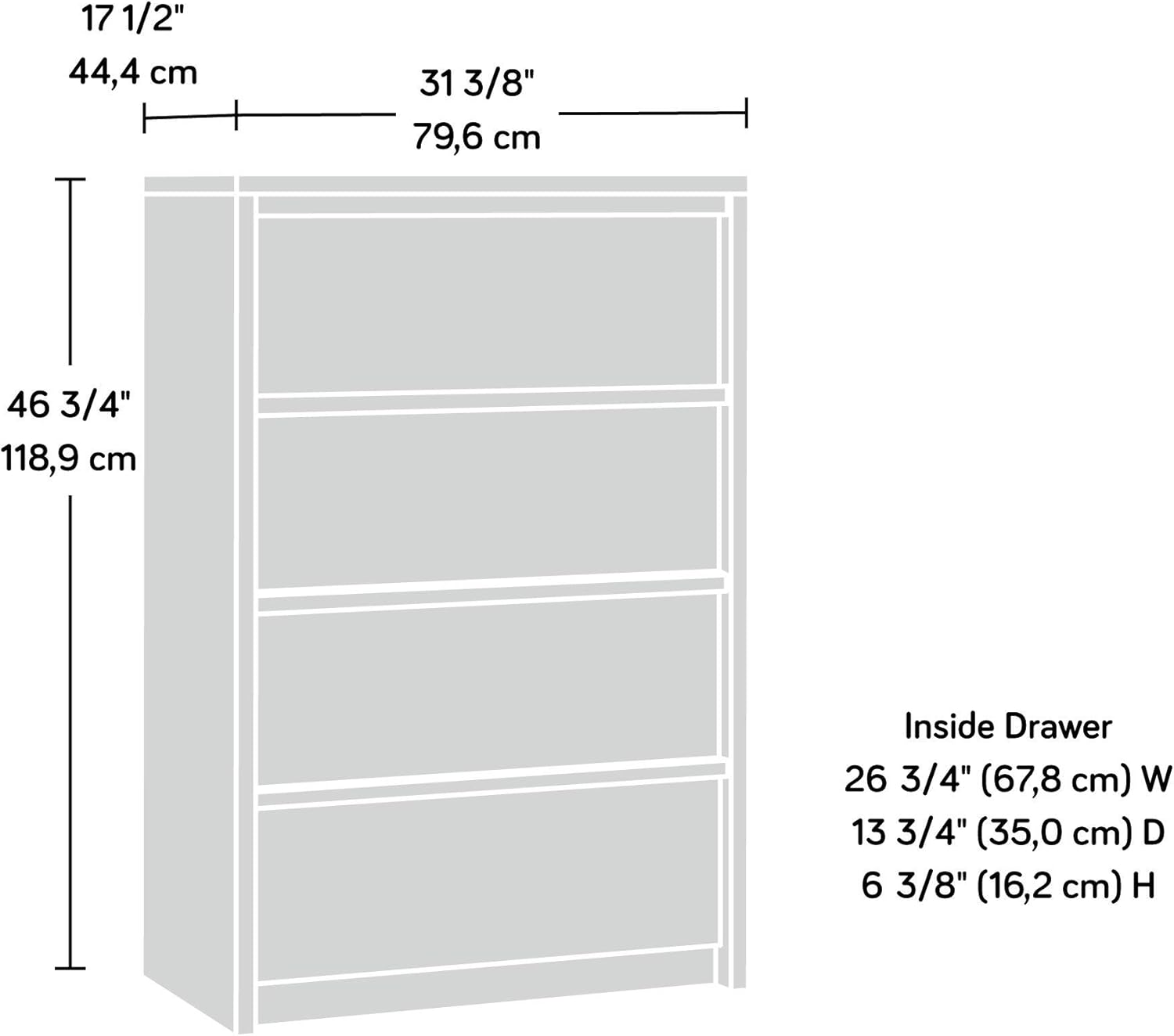 Sauder Harvey Park 4-Drawer Chest, Grand Walnut finish: Furniture & Decor