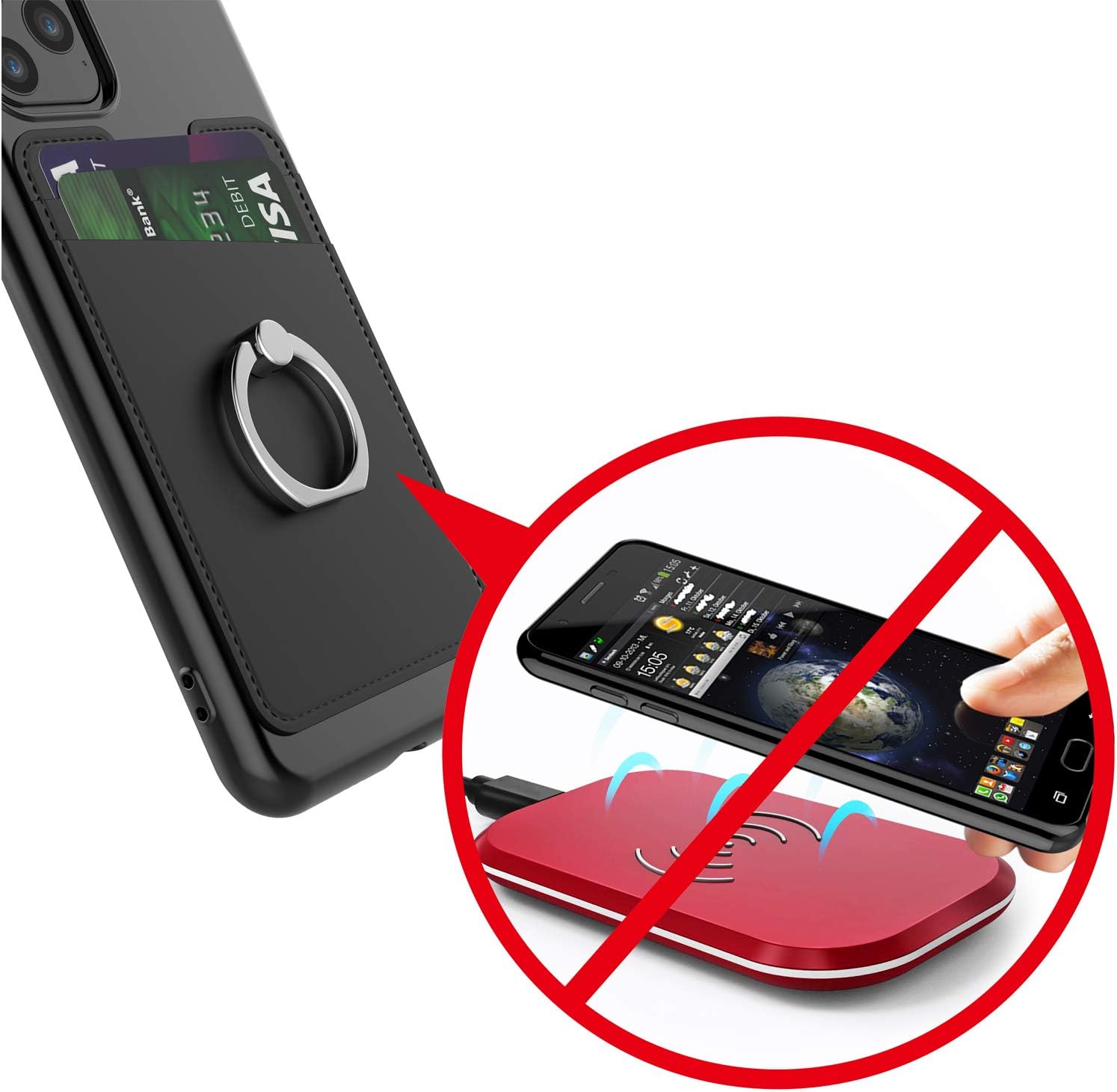 Sleeves Geometric Rose Gold Njjex Phone Card Holder With Ring Grip Pu Leather Id Credit Card Wallet Case Pouch Sleeve Pocket 3m Adhesive Stick On Iphone Samsung Galaxy Lg Motorola Android Smartphones