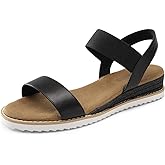 DREAM PAIRS Womens Espadrilles Ankle Stretch Elastic Strap Open Toe Wedges Flats Sandals