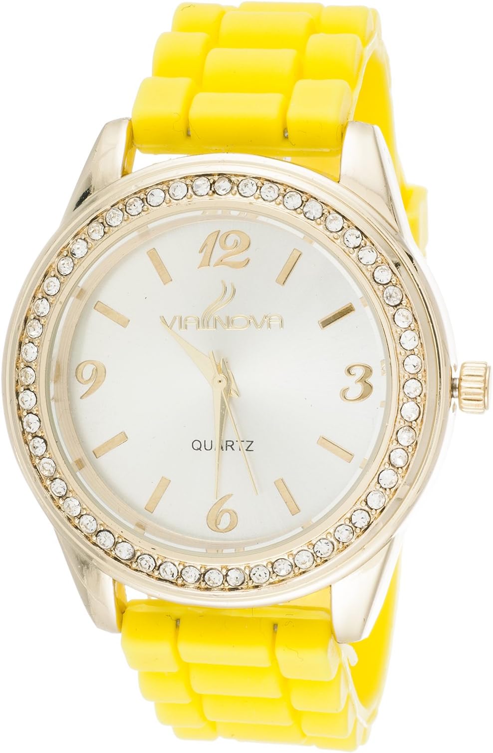 Via Nova Women's Gold Case with Yellow Rubber Strap Watch