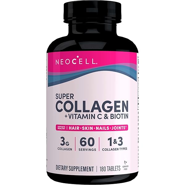 NEOCELL SUPER COLLAGEN WITH VITAMIN C AND BIOTIN, SKIN, HAIR AND NAILS SUPPLEMENT, INCLUDES ANTIOXIDANTS, TABLET, 180 COUNT, 1 BOTTLE