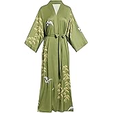 Aensso Long Soft Lightweight Silky Kimonos Robes for Women, Luxury Japanese Floral Womens Kimono Robe