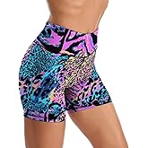 Sjazc Yoga Shorts High Waisted Tummy Control Biker Shorts for Womens Athletic Running Workout Gym Tennis Shorts