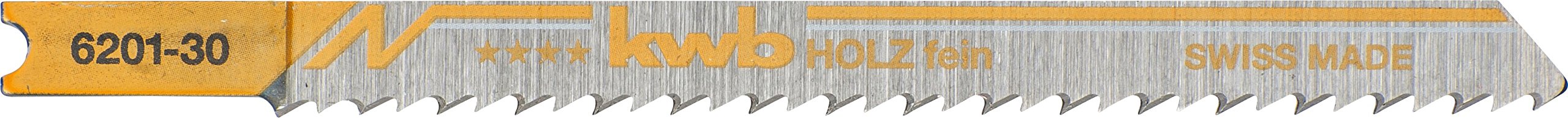 kwb Jigsaw Blades for Wood Made Of Flexible Hcs Steel With Single-Cam Shank (T-Shank), Single tooth, Optimum Sawdust Transport, Long-Lasting Sharpness, Polished Surface, for Fine Cuts