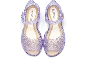 HaHaGuu Princess Jelly Flats Shoes Girls Birthday Party Heels Snow Queen Cosplay Costumes Dress Up Sandals for Toddler Little Girls Big Kids