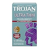 TROJAN Ultra Thin Condoms Spermicidal, 12 Count