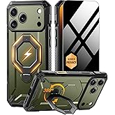 TONGATE for iPhone 17 Pro Case with 360° Spin Magnetic Stand, [Compatible with MagSafe][Military-Grade Protection] with Privacy Screen Protector & Camera Control Cover for iPhone 17 Pro, Green