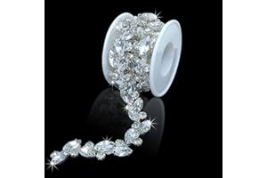 Hellodiy 1.5yard Rhinestone Trim Diamond Crystal Rhinestone Chain Sparkly Rhinestone Applique for Wedding Party Decoration & Bridal Costume Embellishment Clothing Accessories…