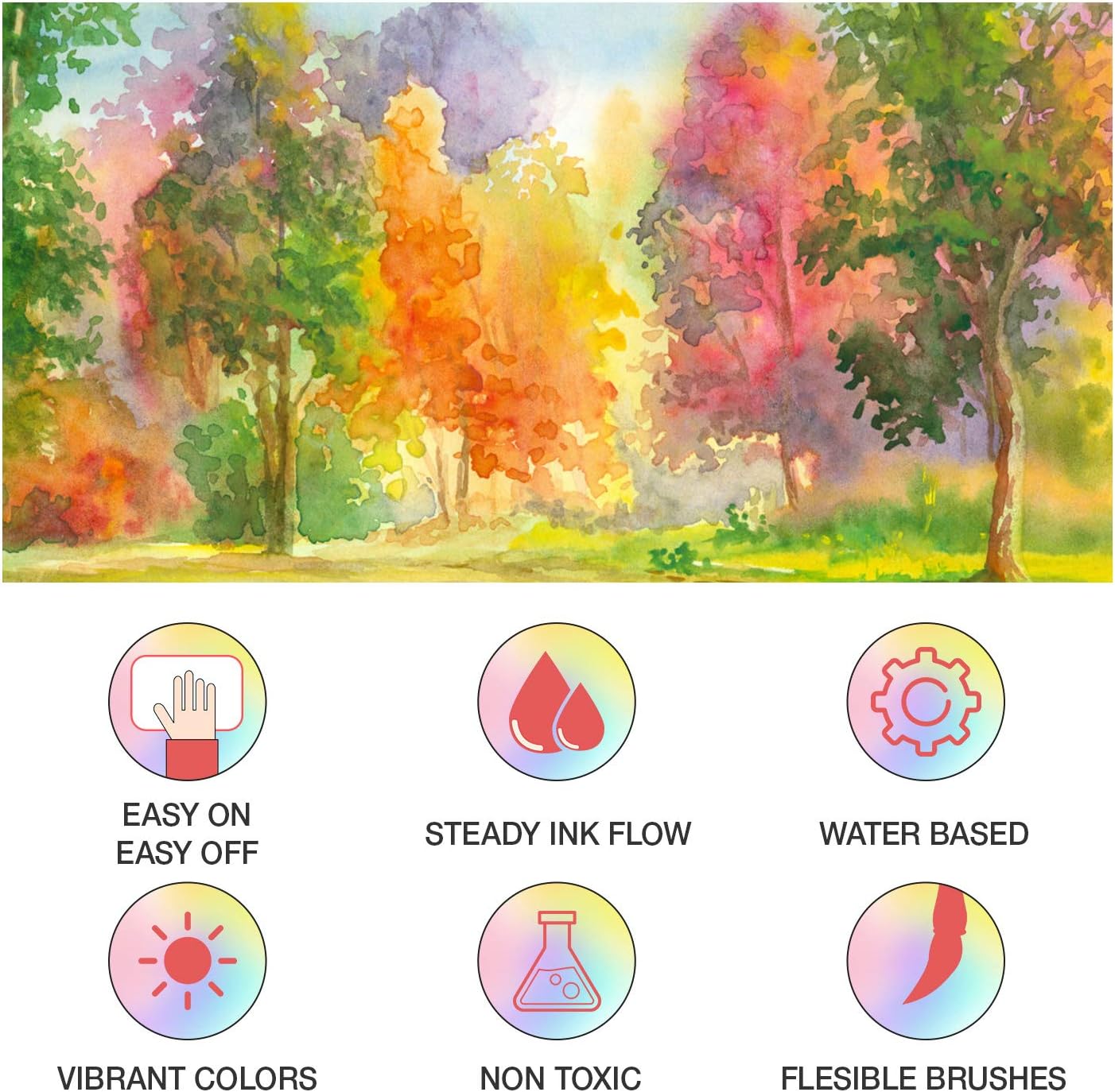 Watercolor Brush Markers Pens Set 48 Colors Water-Based Drawing Marker Brushes W/A Water Coloring Brush Water Soluble for Adult Kids Coloring Books Calligraphy Mother's Day Back to School Gifts: Arts, Crafts & Sewing