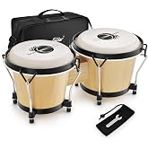Eastar Bongo Drums 6&rdquo; and 7&rdquo; Wood Percussion Instrument Bongos for Kids Adults Beginners Natural Finish, EBO-1