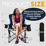 Overmont Oversized Camping Chair 450LBS Heavy Duty with Cooler Bag & Back view 3