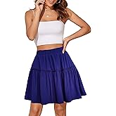 Afibi Women's Summer High Waist Floral Layered Ruffle Pleated Beach Mini Skirt