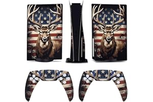 AoHanan American Flag Deer 5 Skin Controller Accessories Cover Skins Anime Vinyl Cover Sticker Full Set for 5 Disc Edition