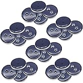 White Buttons for Sewing 24 Pcs 0.40 inch with Navy Side Buttons for Shirt 2-Hole 16L Round Plastic Sew on Heavy Duty Bulk Ideal for Dress Skirt Shirt Pants Uniform Craft DIY Project Decor