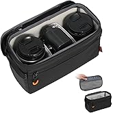 TARION Padded Camera Insert Bag Protective Framed DSLR Inner Case Organizer | Fits 1 Camera and 2 Lenses - Removable Lid Compatible for DSLR SLR Mirrorless Cameras ShellCore XS