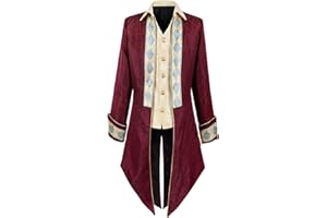 IWQBQ Men's Pirate costume Medieval Steampunk Tailcoat Gothic Retro Jacket Halloween costume