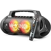 W-KING Portable Bluetooth Speaker with Wireless Microphone, 120W Peak 70W RMS Waterproof Speakers with Subwoofer Outdoor Speakers Bluetooth Boombox/42H/Bass Up/DSP/AUX/Stereo Pairing